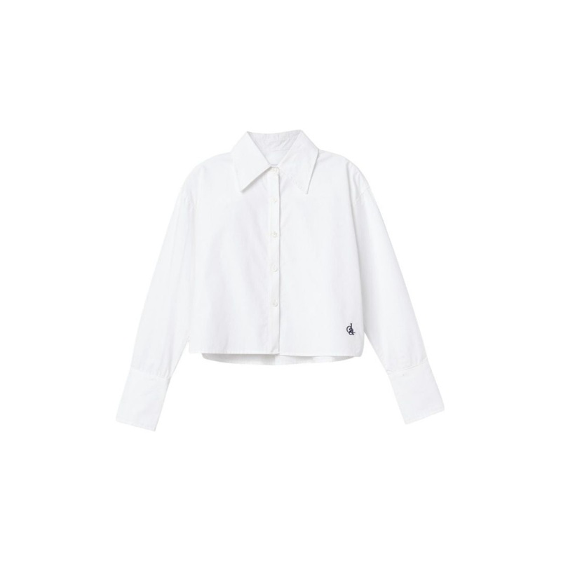 CROPPED COTTON BUTTON DOWN SHIRT