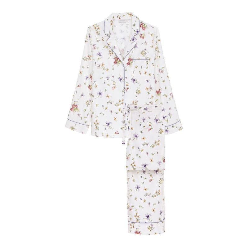 IRISETTE SILK PAJAMA SET IN WHITE