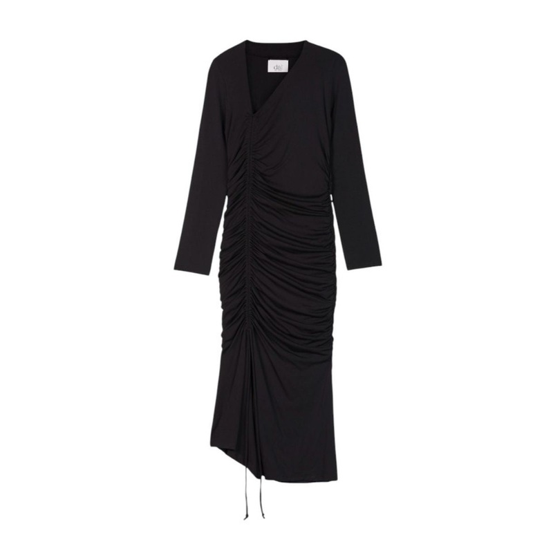 MODAL RUCHED ASYMMETRIC MIDI DRESS
