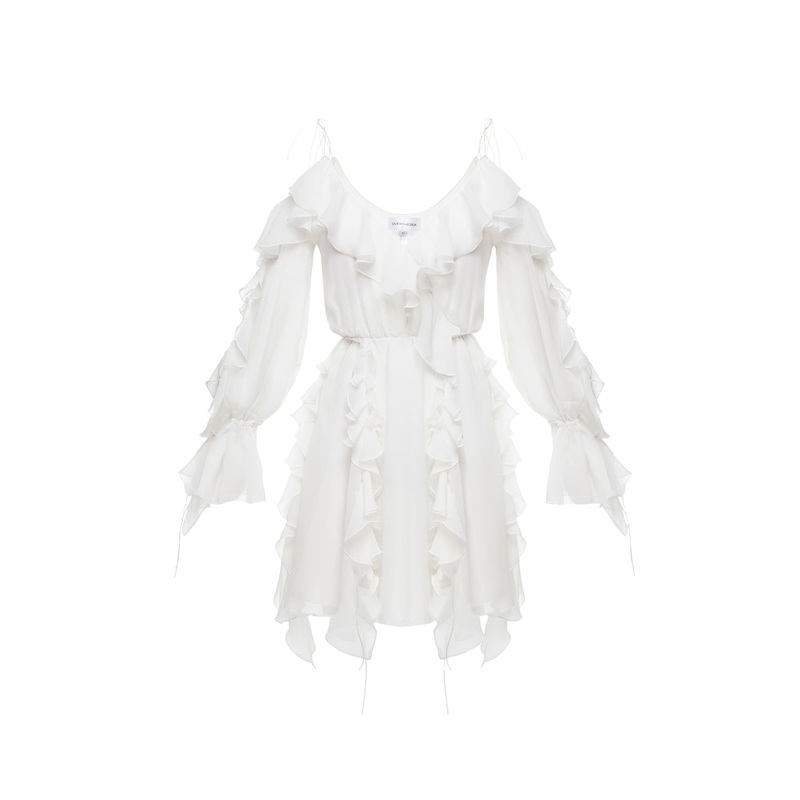 MORNING FOREST MINI DRESS IN WHITE