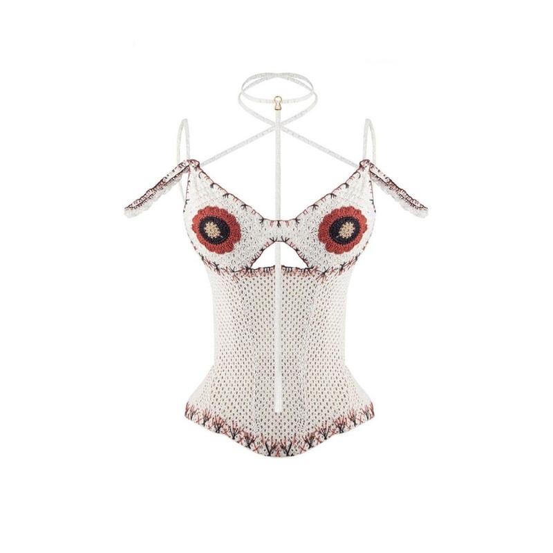 CROCHET KNIT CORSET IN WHITE