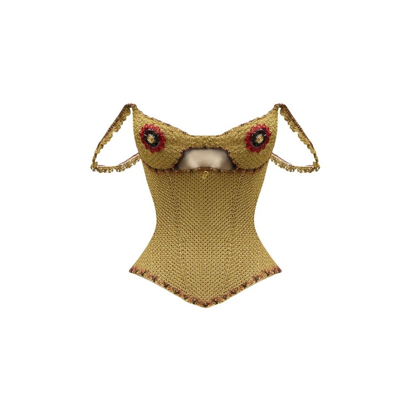 KNITTED CORSET IN GOLD