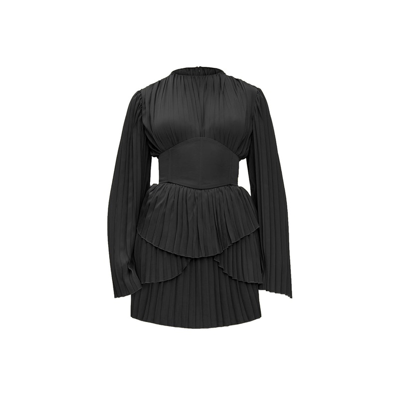 LENTI PLEATED MINI DRESS IN BLACK