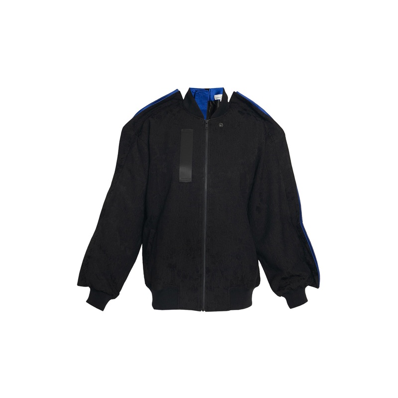 OVERSIZED JACQUARD BOMBER WITH CONTRAST SLEEVE