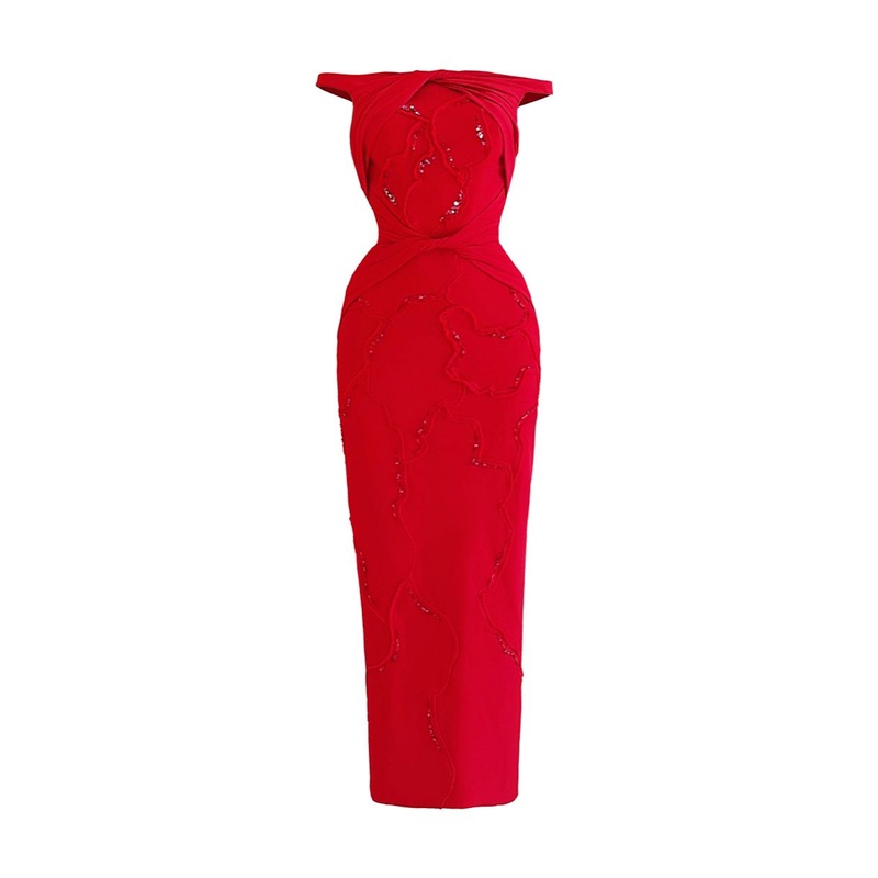 SCARLET BLOOM MIDI DRESS