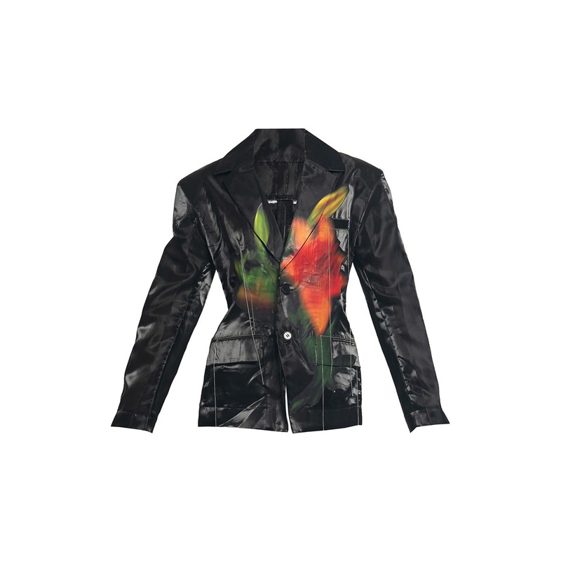 TAILORED ORGANZA SUIT WITH BLURRED LILY PRINT