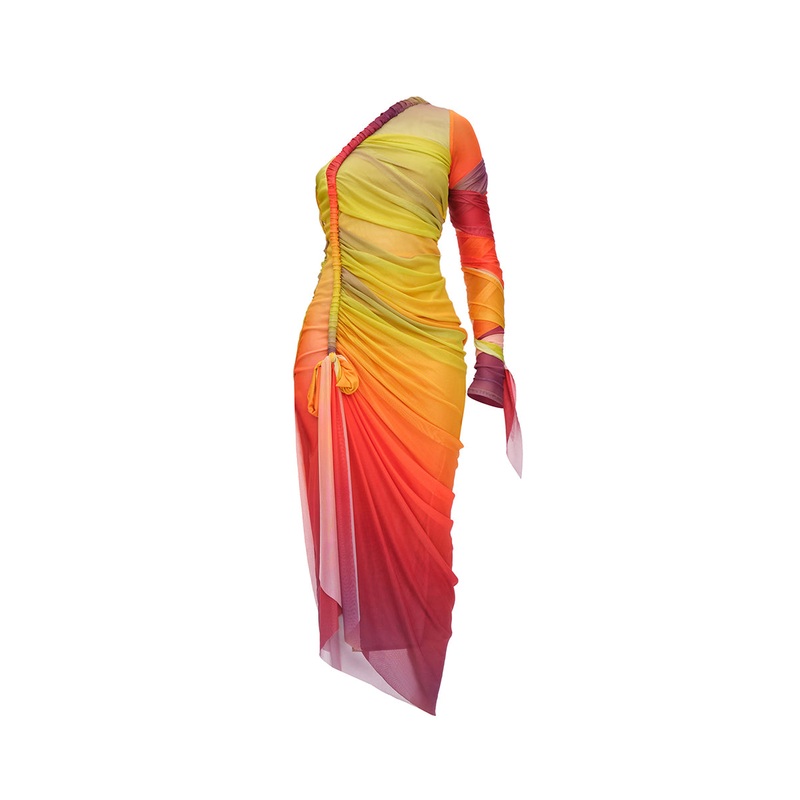 TURI MESH DRESS IN MULTIPRINT