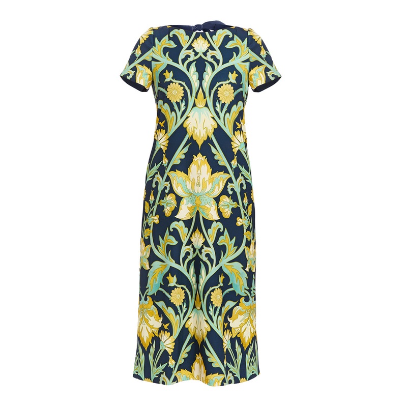 ADRIA CONVERTIBLE MIDI DRESS IN NAVY GOLD