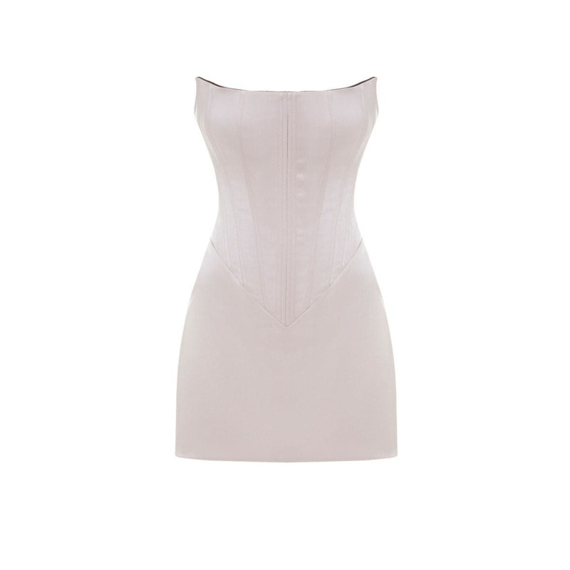 BROWN AND PINK TWO SIDED TIBI SOFT MINI DRESS