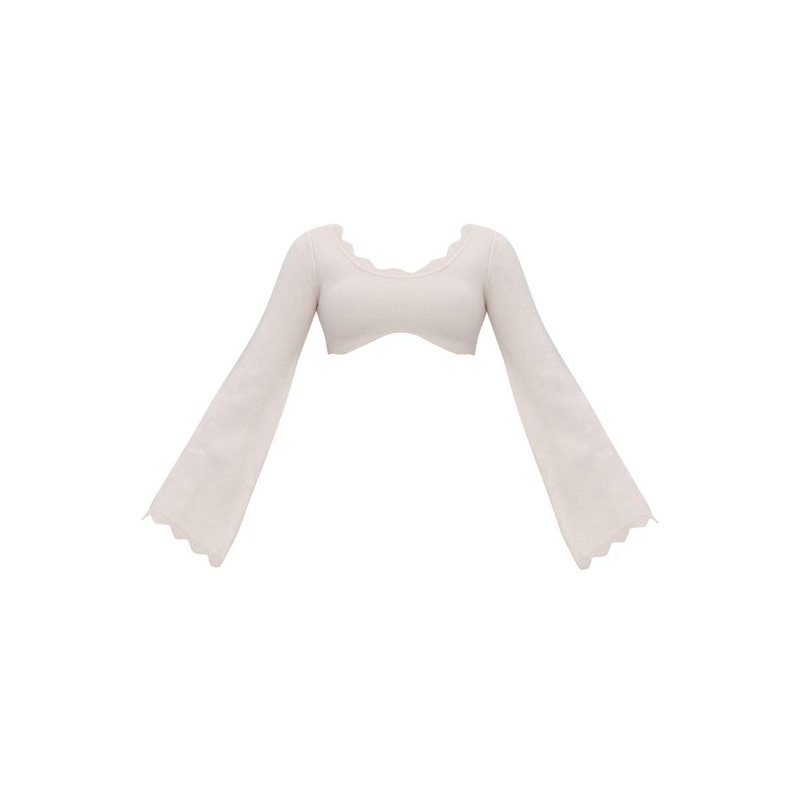 ODA KNIT LONG SLEEVE CROP TOP IN WHITE