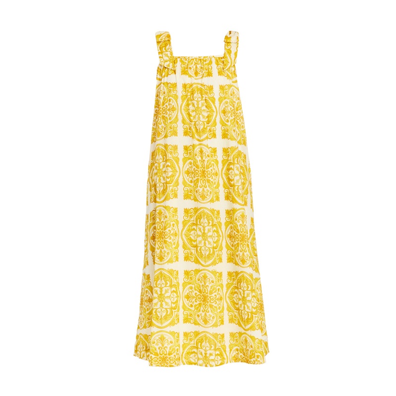 SOLENN MIDI DRESS IN YELLOW TILE