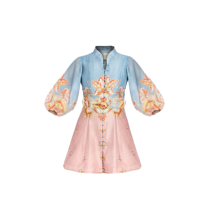 VALENCIA MINI DRESS IN PINK BLUE