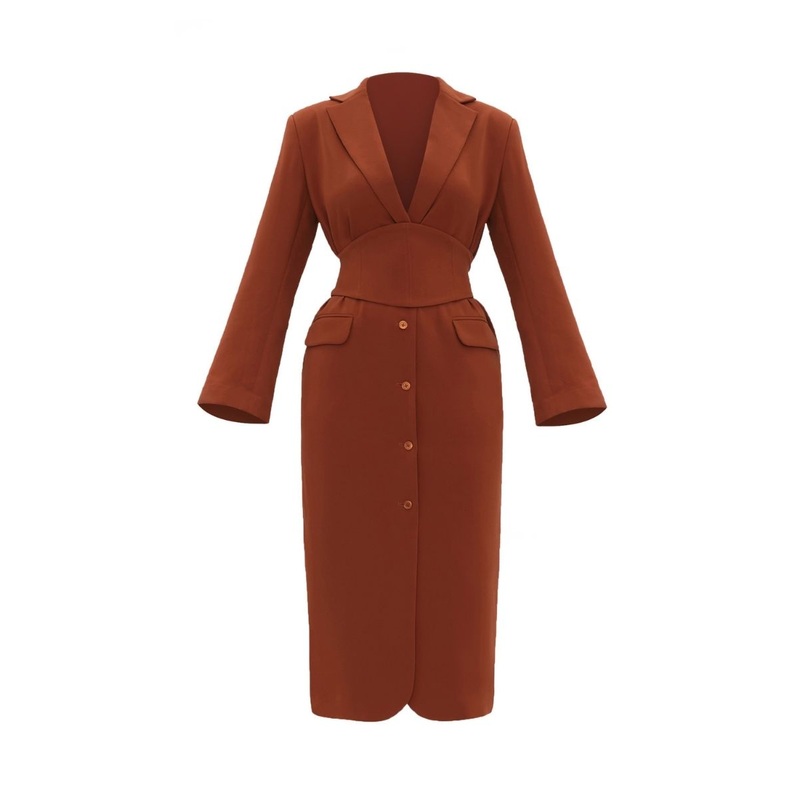 ZIA CORSET BLAZER DRESS IN PUMPKIN