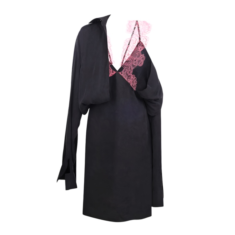 BLACK MIDI SHIRT DRESS
