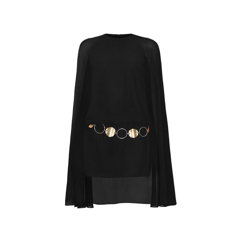 CAPE MINI DRESS WITH GOLD BELT