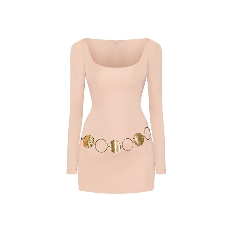 GOLD CHAIN BELT MINI DRESS