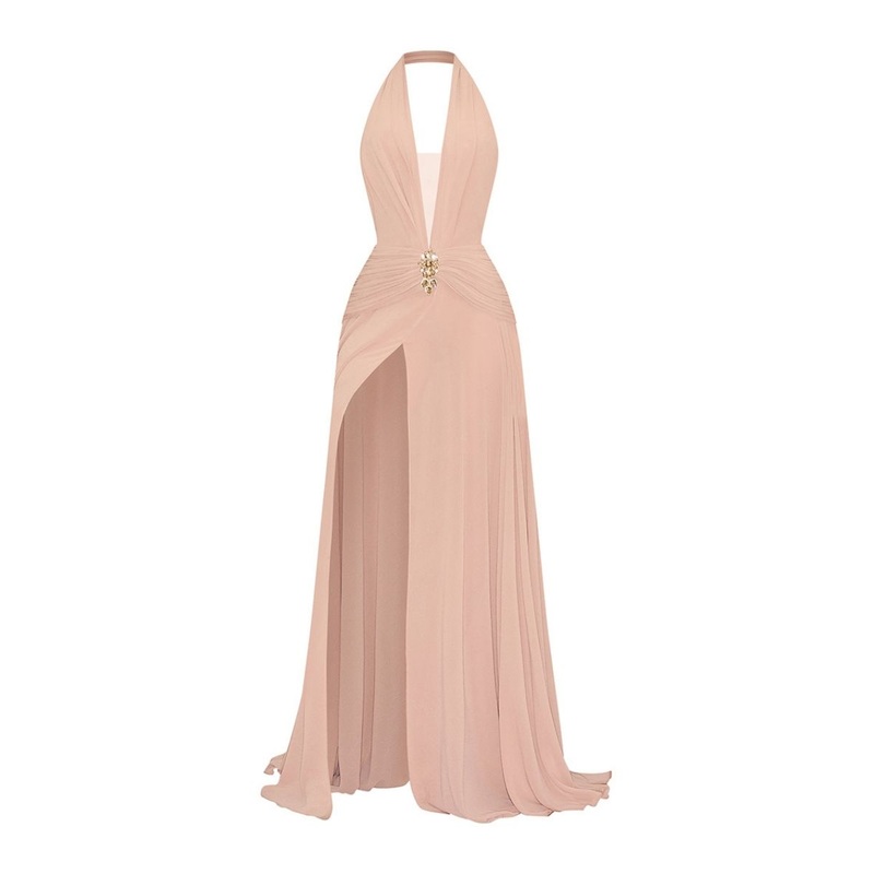 GOLD JEWELED EMBELLISHMENT GOWN