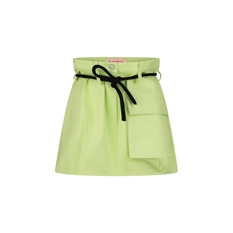 GREEN DENIM MINI SKIRT