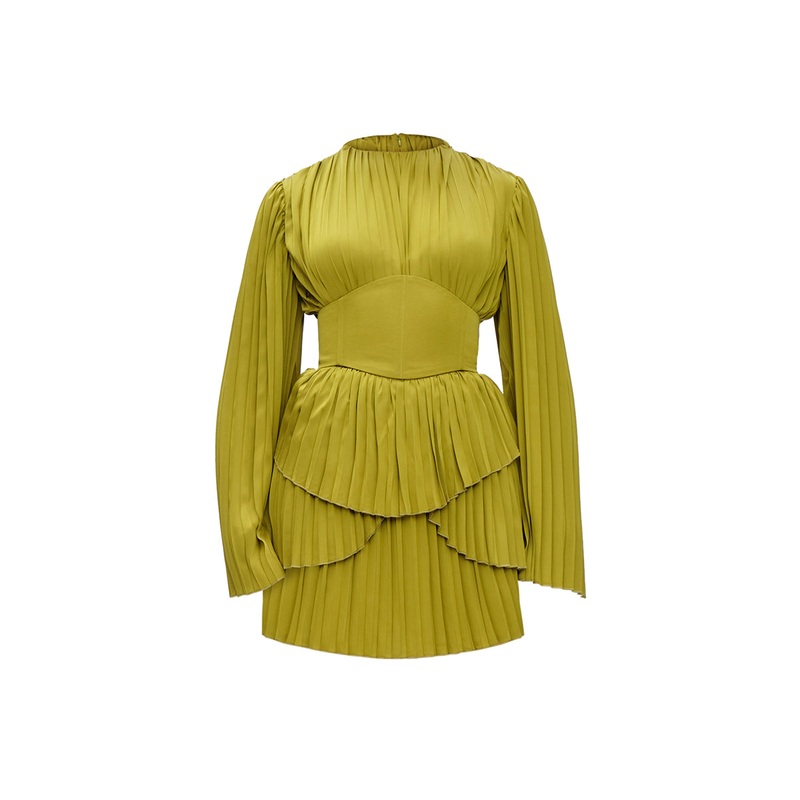 LENTI PLEATED MINI DRESS IN GREEN