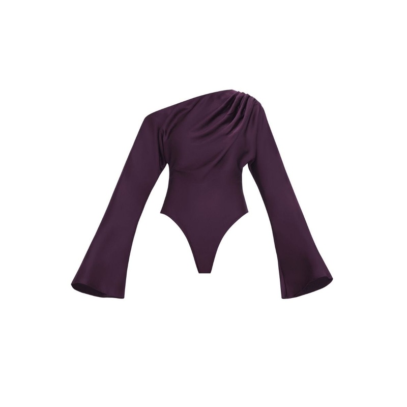 MATI OFF-SHOULDER BODYSUIT IN BERRY
