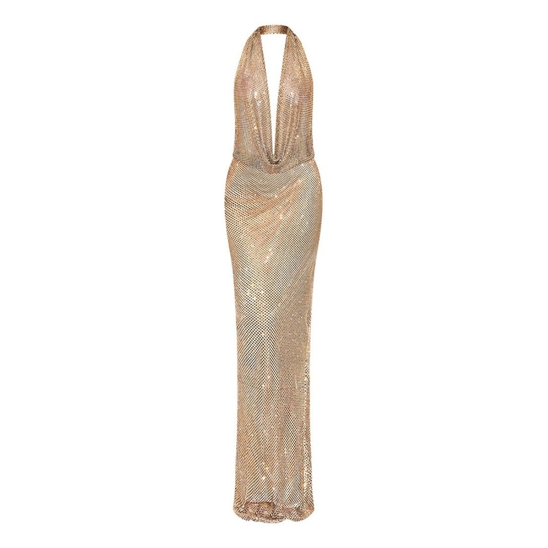 METALLIC MESH GOWN