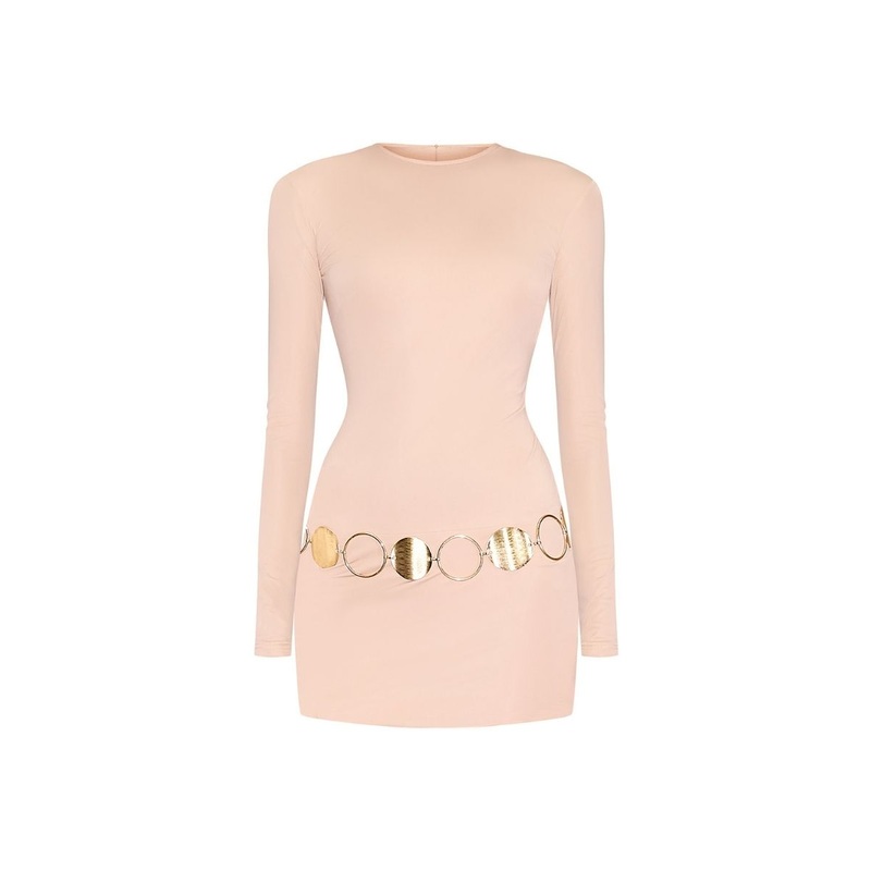NUDE BELT MINI DRESS