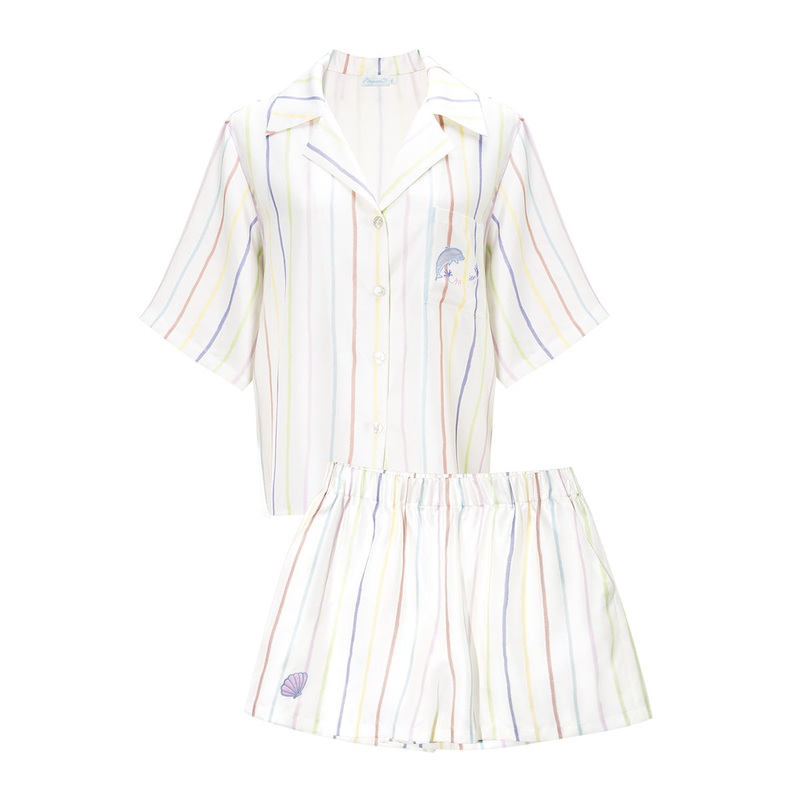 OCEAN STRIPE WOMEN’S SHORT LOUNGE SET