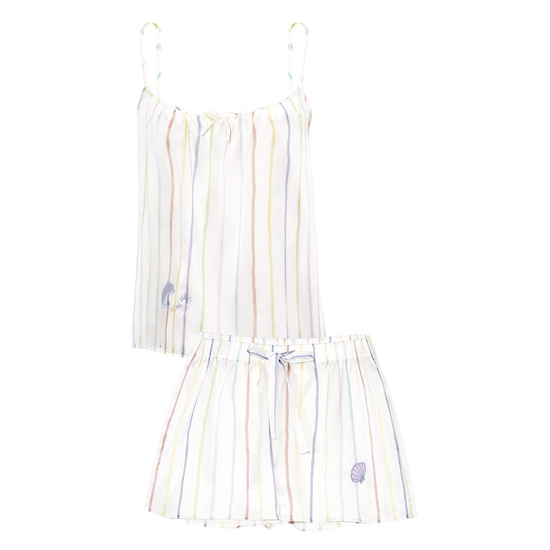 OCEAN STRIPE WOMEN’S SHORT SET WITH TANK TOP