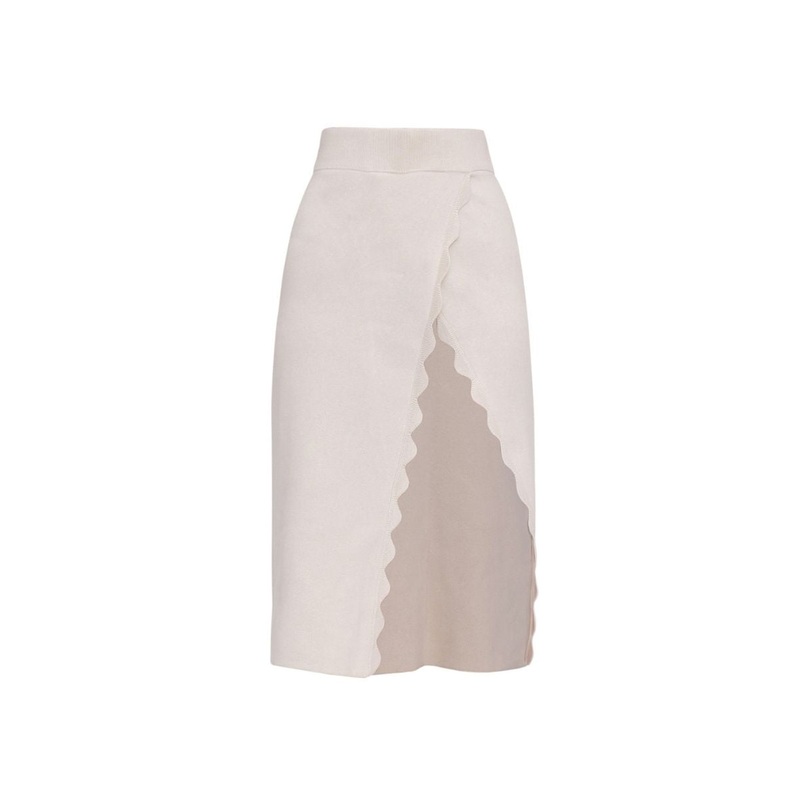 ODA KNIT MIDI SKIRT IN WHITE