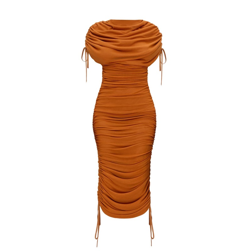 RATU CARAMEL MESH MIDI DRESS