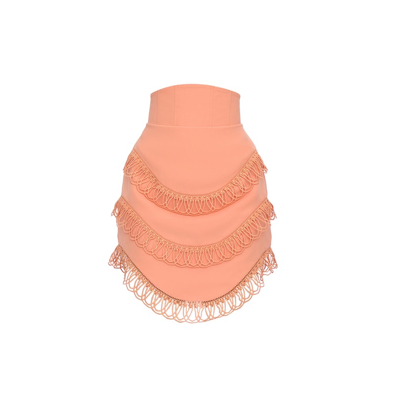 RIZO POWDER PEACH CORSET MINI SKIRT