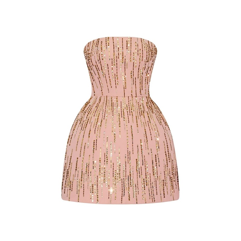 STRAPLESS BLUSH-TONED EMBELLISHMENT MINI DRESS