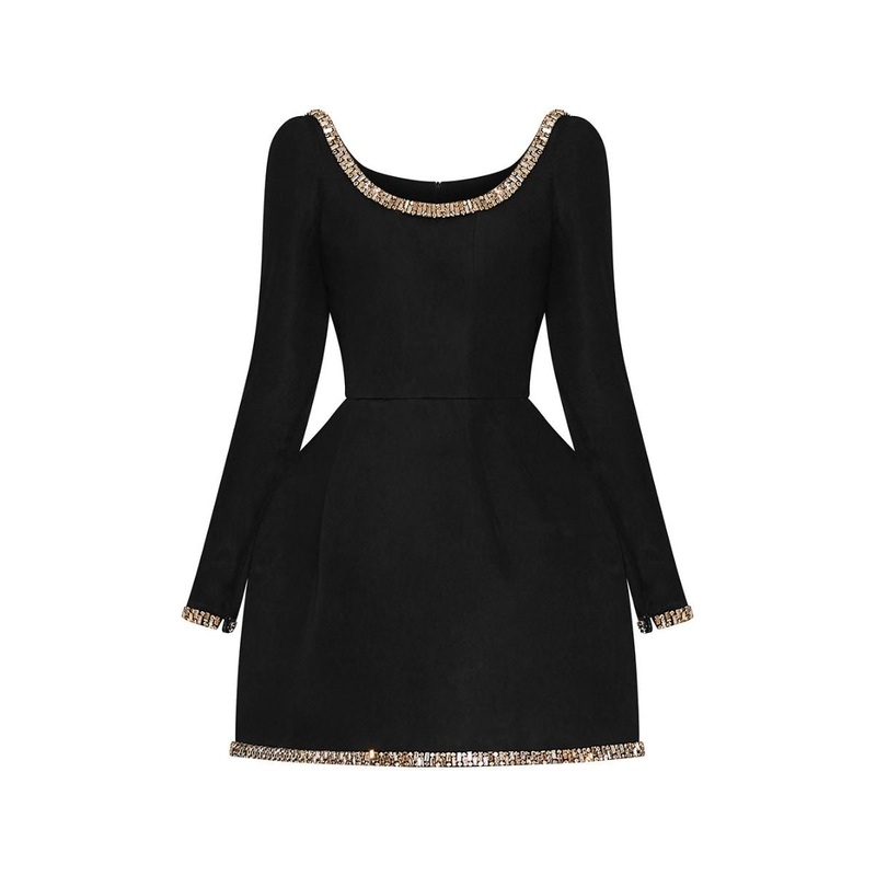 STRUCTURED MINI DRESS WITH BEADINGS