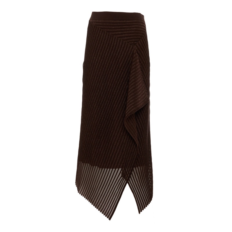 ASYMMETRIC RIBBED DETAIL MESH SKIRT