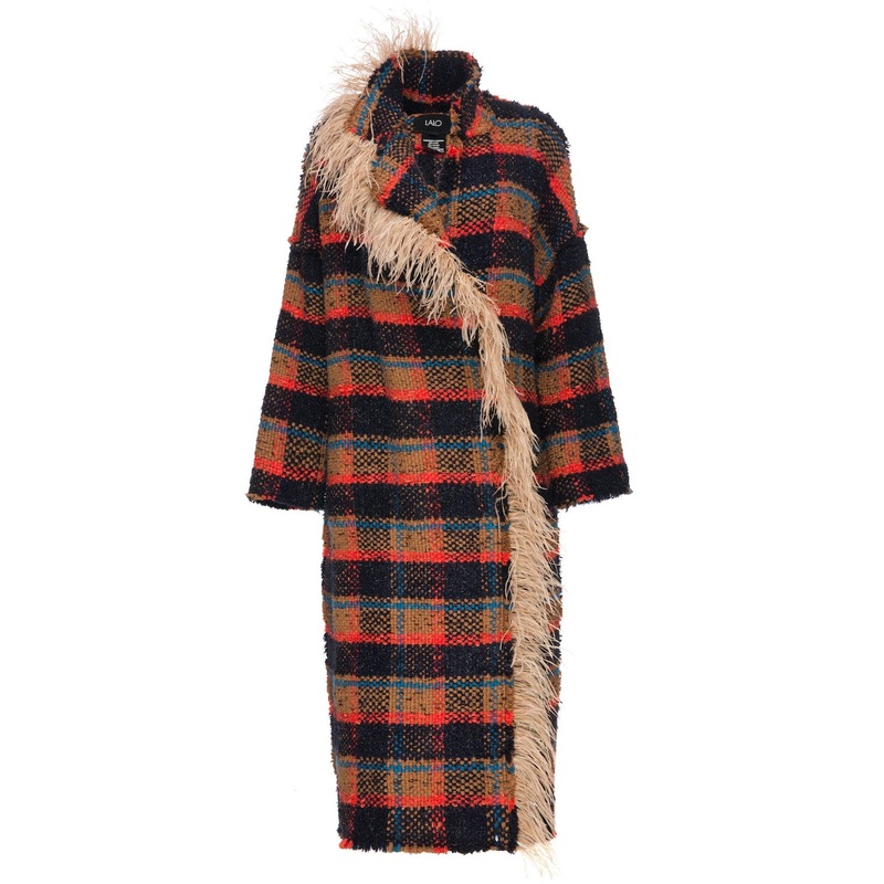 CHECKED OVERSIZE WOOL AND MOHAIR-BLEND COAT