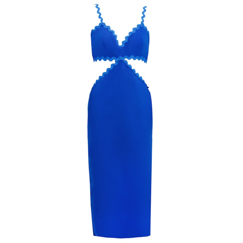 CUTOUT CREPE MIDI DRESS