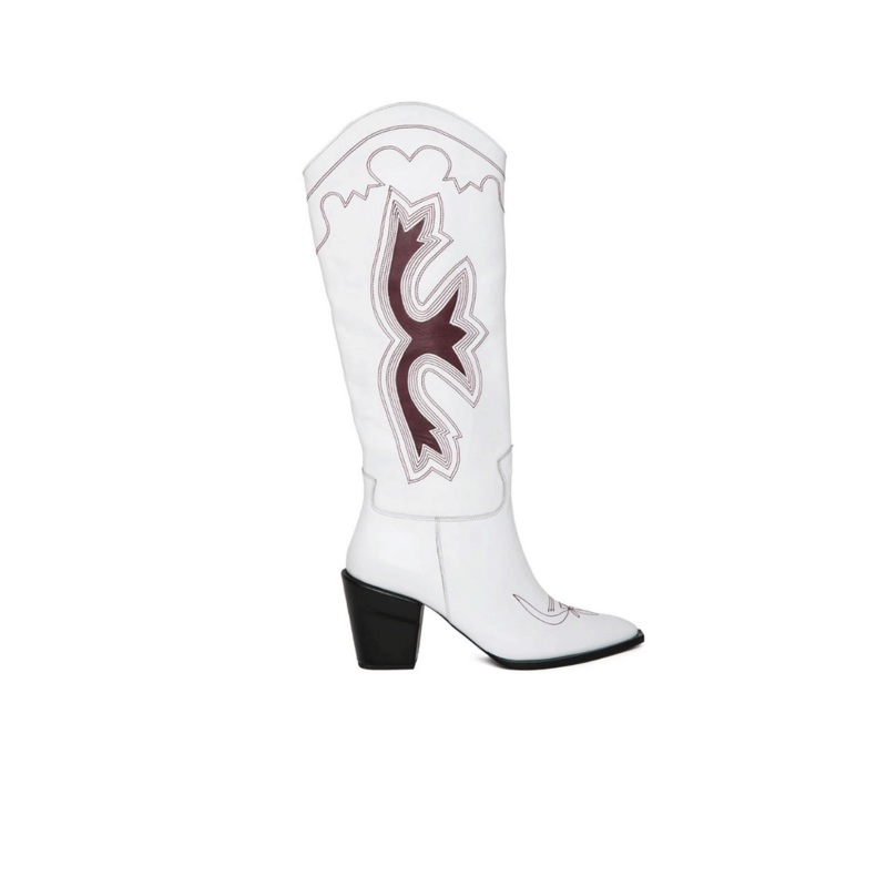 GIGI EMBROIDERED LEATHER KNEE BOOTS