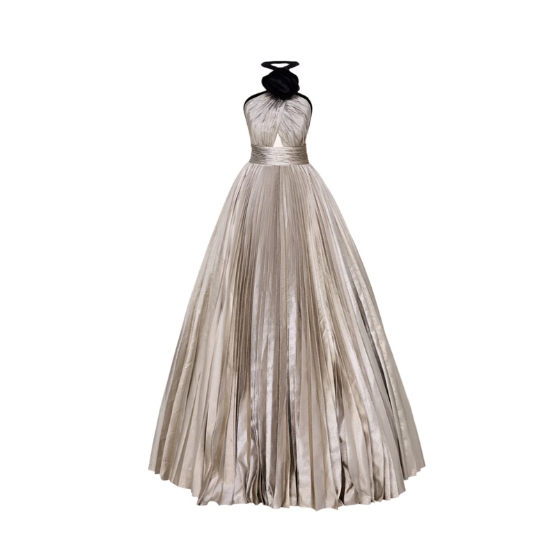 LAVERNA DRESS IN GOLD/BLACK