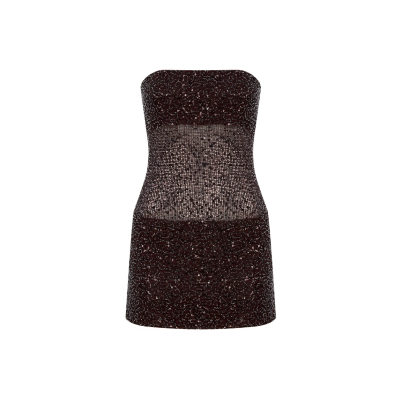 LISA DRESS IN BROWN SEQUIN