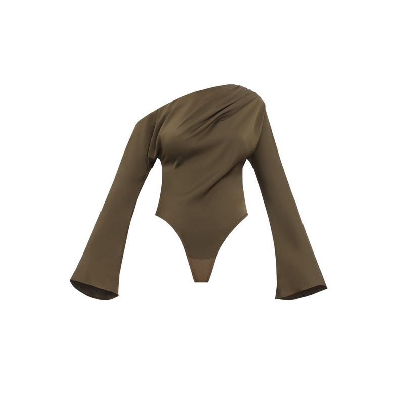 MATI OFF-SHOULDER BODYSUIT IN OLIVE