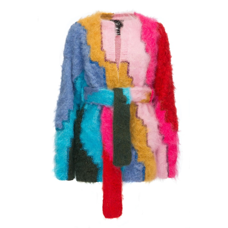 OVERSIZED BELTED MOHAIR CARDIGAN