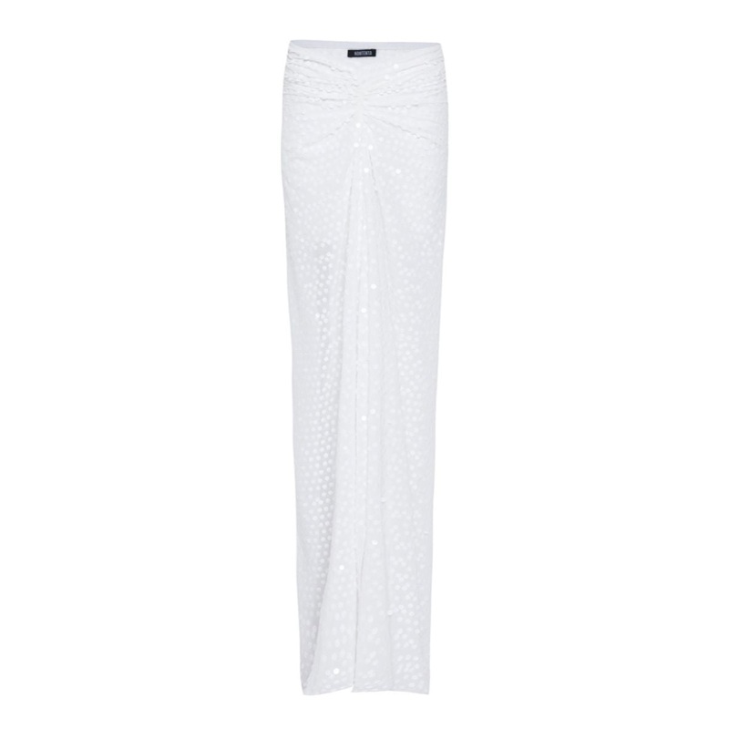 SEQUIN LIGHT MAXI SKIRT IN WHITE