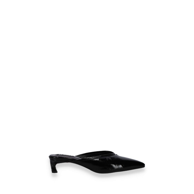 TESSA ONIX BLACK LEATHER MULES