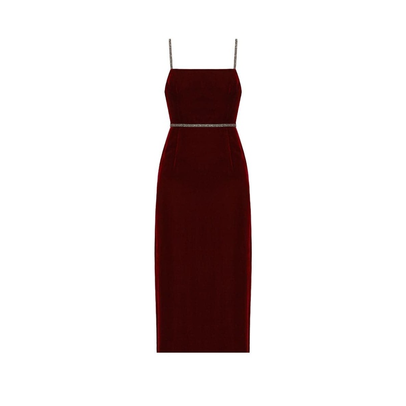 AMYA BURGUNDY MIDI DRESS