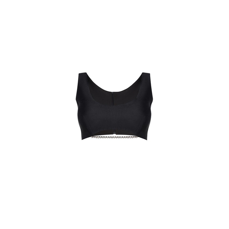CUTOUT CRYSTAL-EMBELLISHED CROPPED TOP