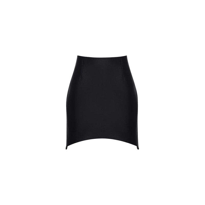 HOURGLASS-HEM SILK AND WOOL-BLEND MINI SKIRT