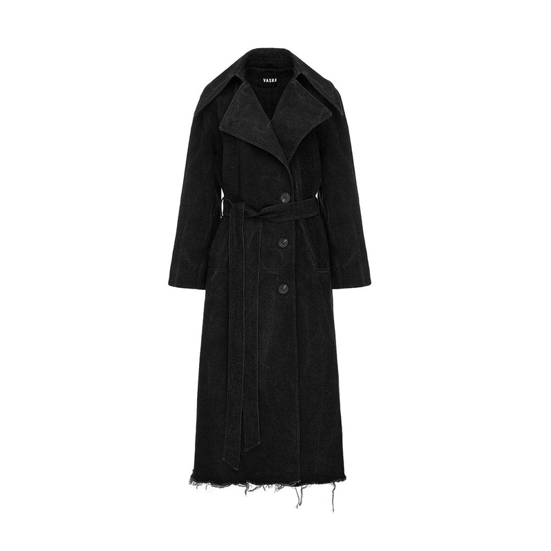 OVERSIZED WASHED DENIM TRENCH COAT