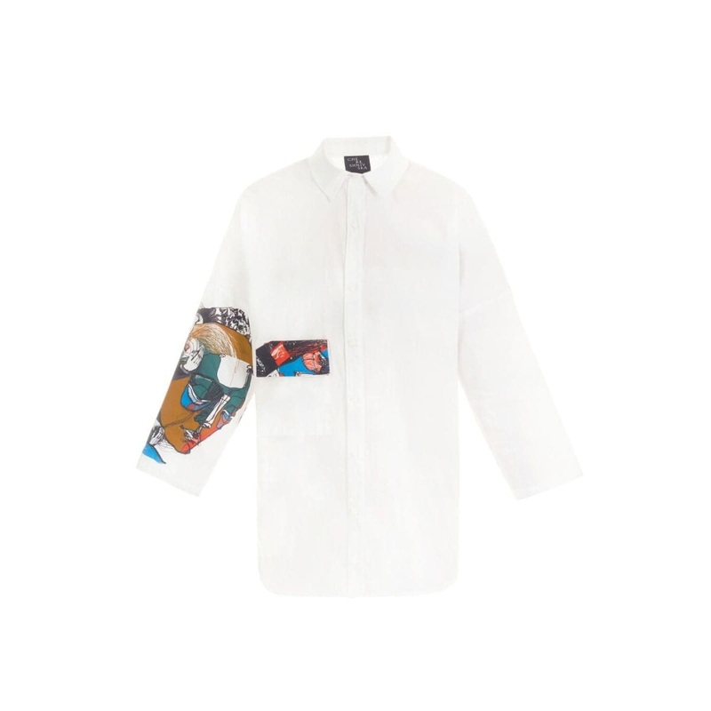 PRINTED DETAIL WHITE SHIRT