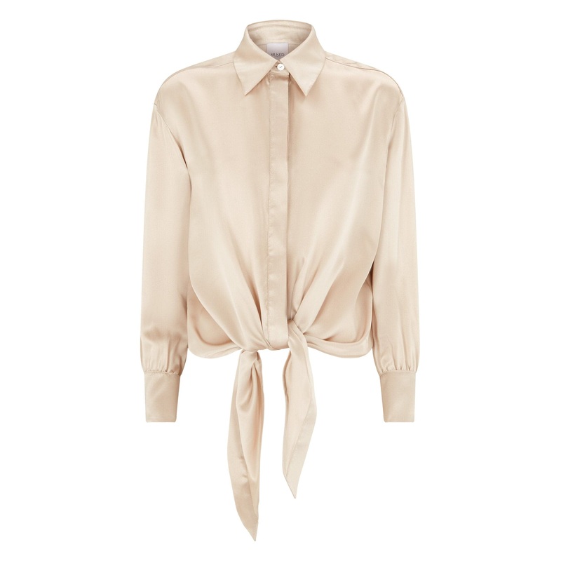 SILK TIE-FRONT BLOUSE