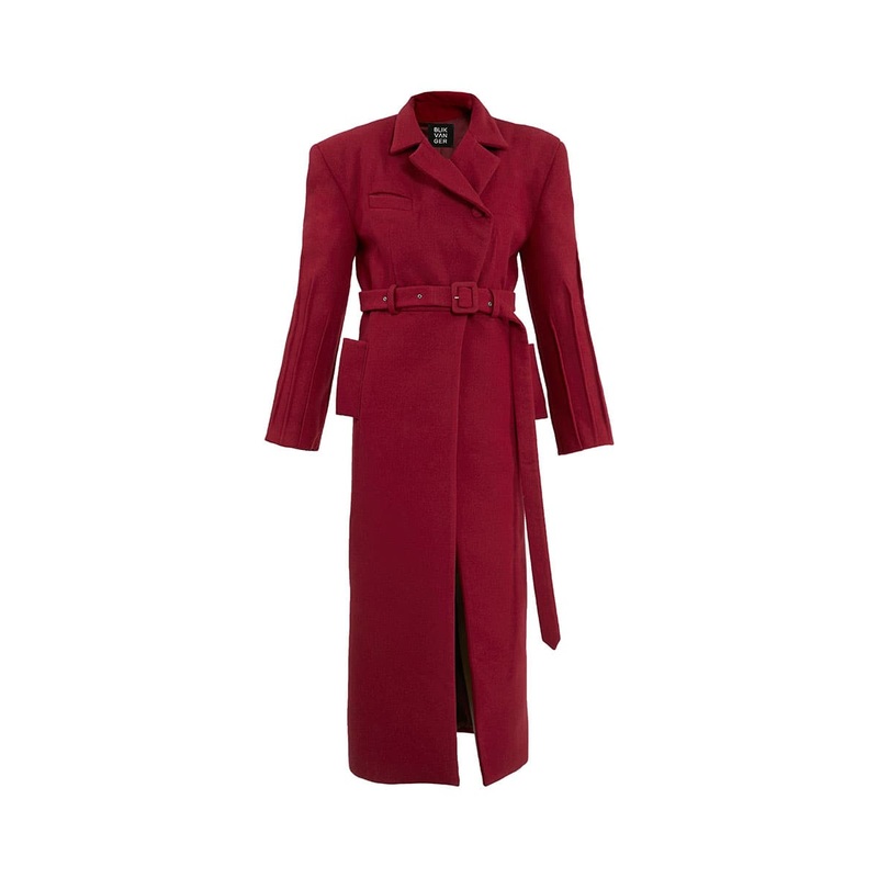 STRUCTURED FULL LENGTH MAROON COAT